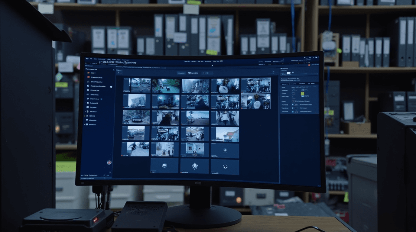 Interface d'archives de vidéosurveillance sur un moniteur