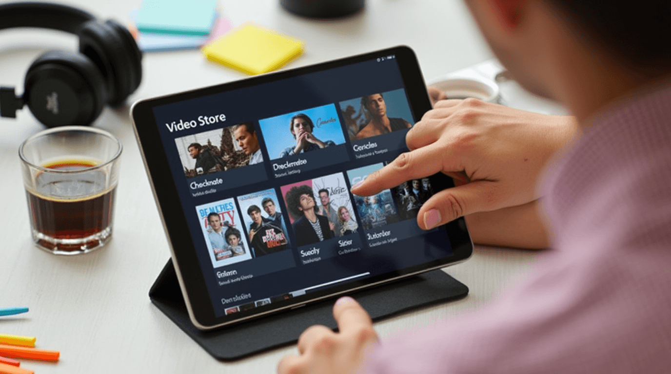 Créer un service de streaming : interface de magasin vidéo sur une tablette