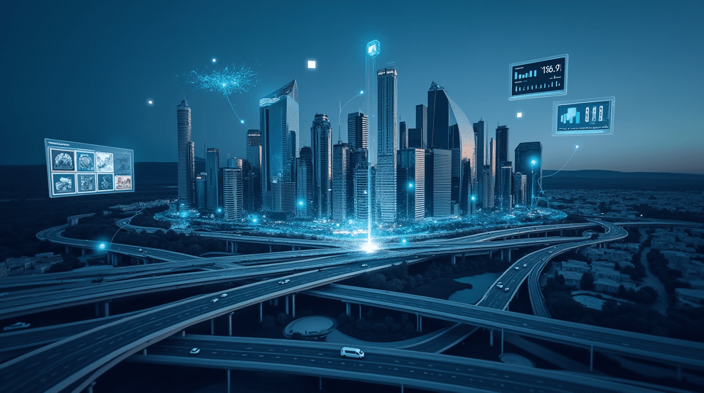 Ville intelligente avec technologies numériques et données analytiques