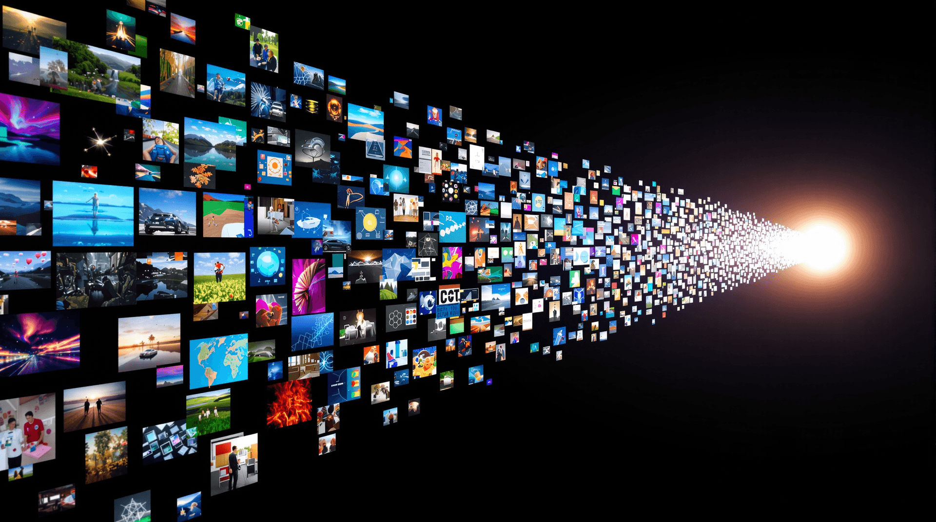 Flux de contenu vidéo représentant la technologie de streaming vidéo, avec de nombreux écrans
