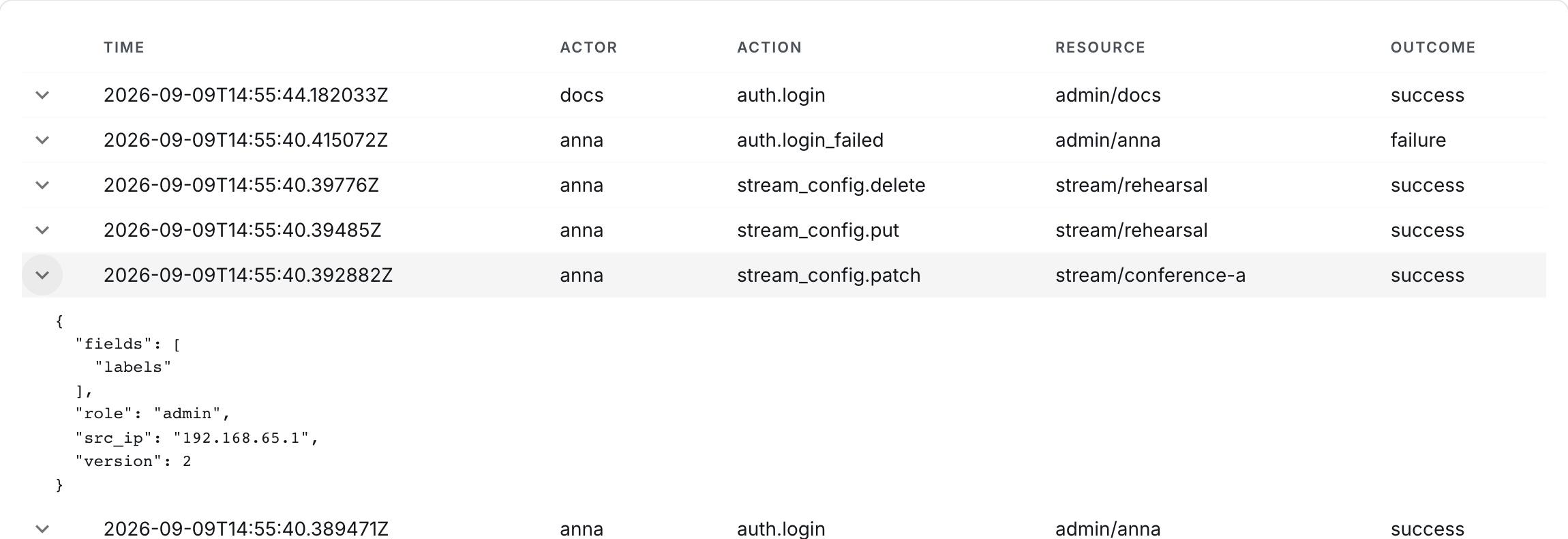 The details of a settings edit