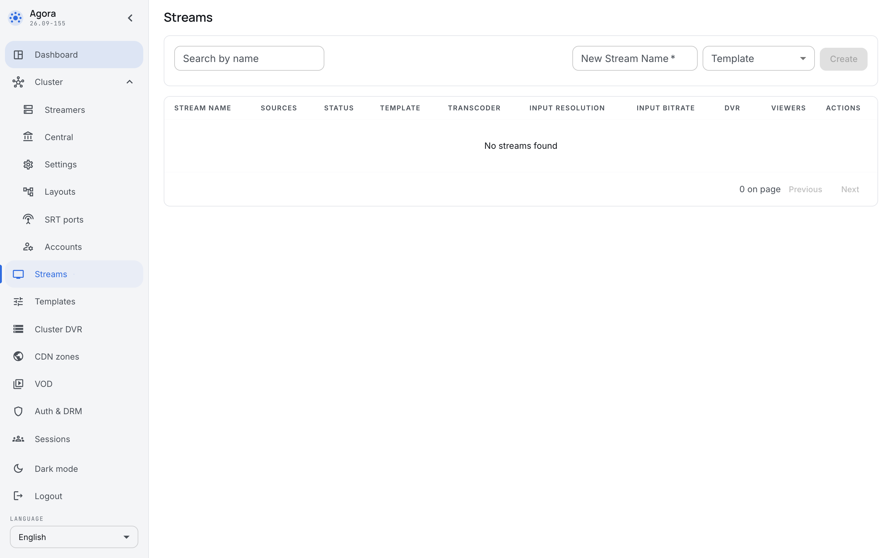 An empty stream list