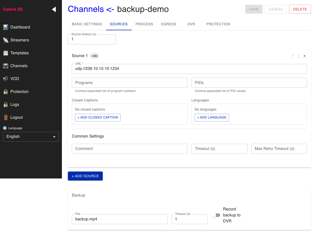 Inputs with primary stream and backup