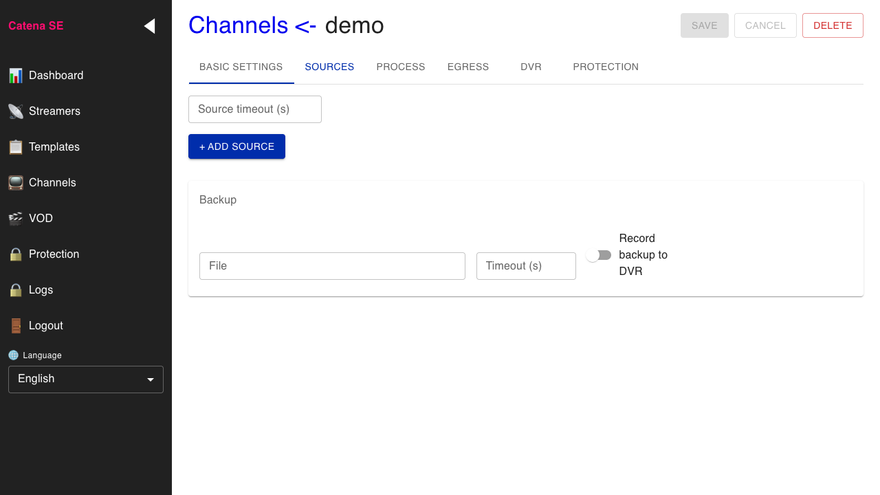 Inputs tab with no sources