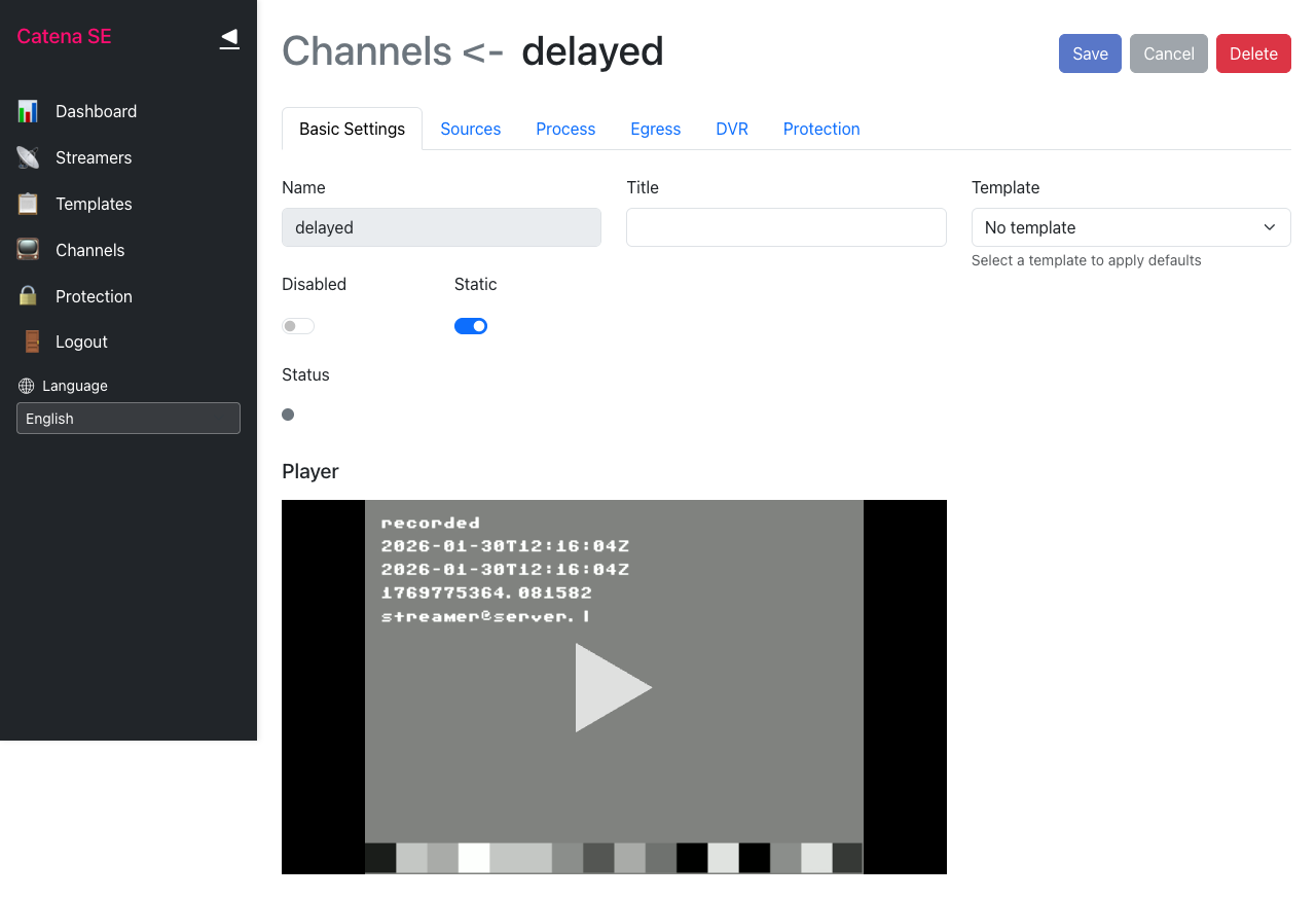 Delayed channel player