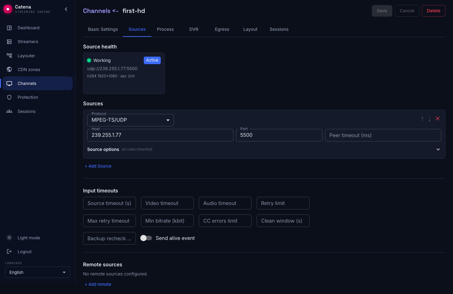 The multicast source attached and working