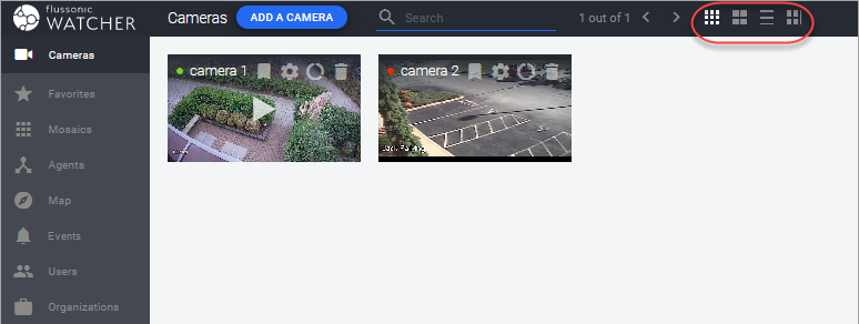 Select the mode to display camera list