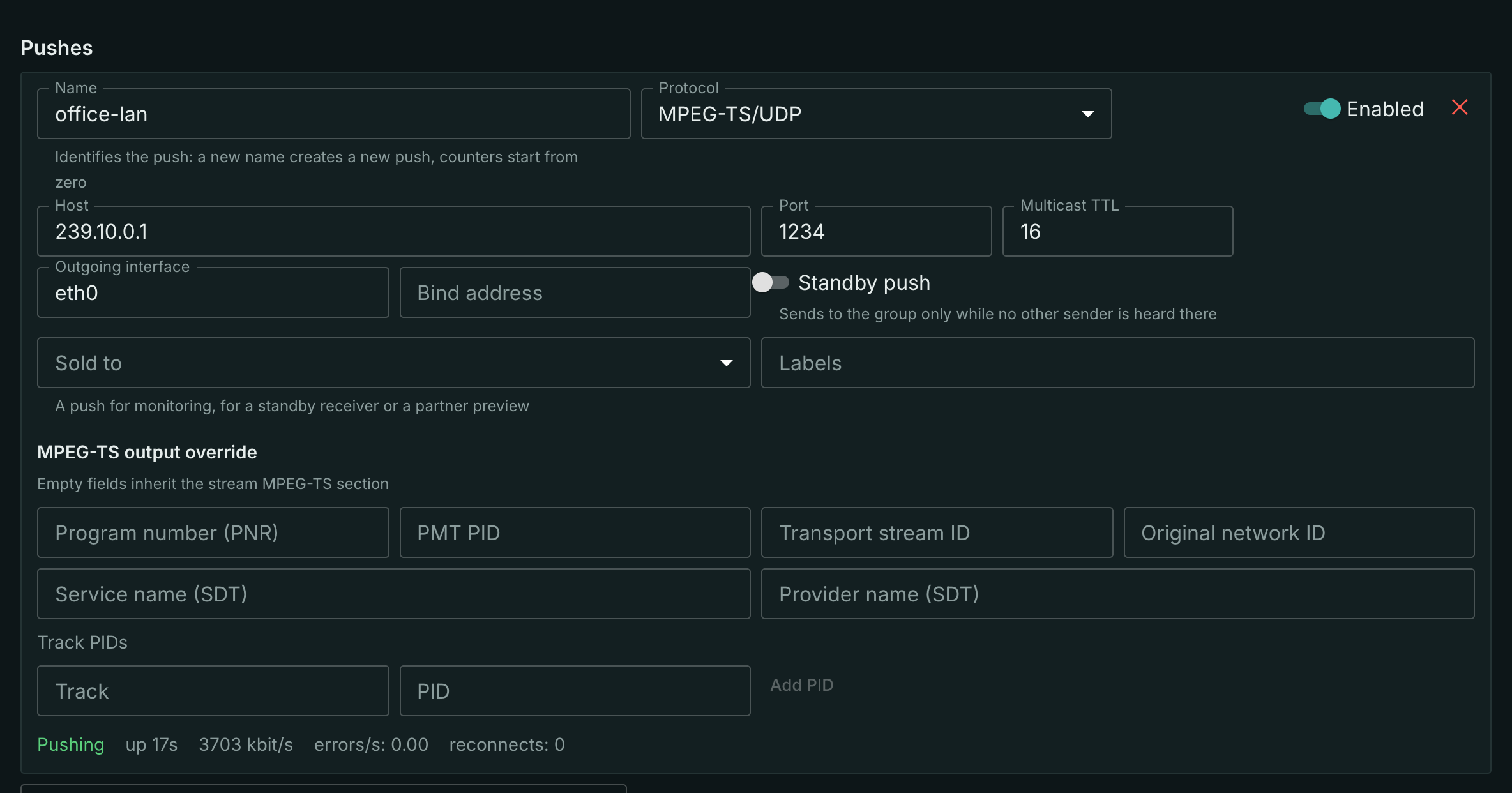 A UDP push to a multicast group