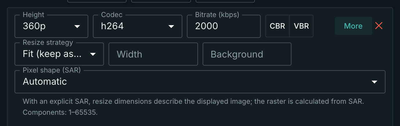 Automatic SAR and Fit for a 360p rendition