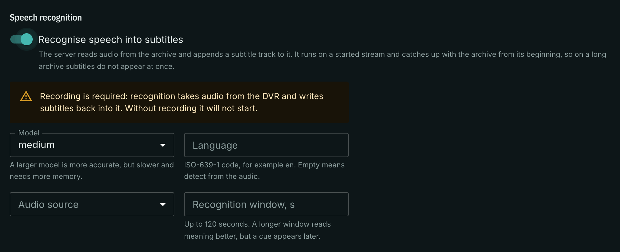 The warning that recognition needs archive recording