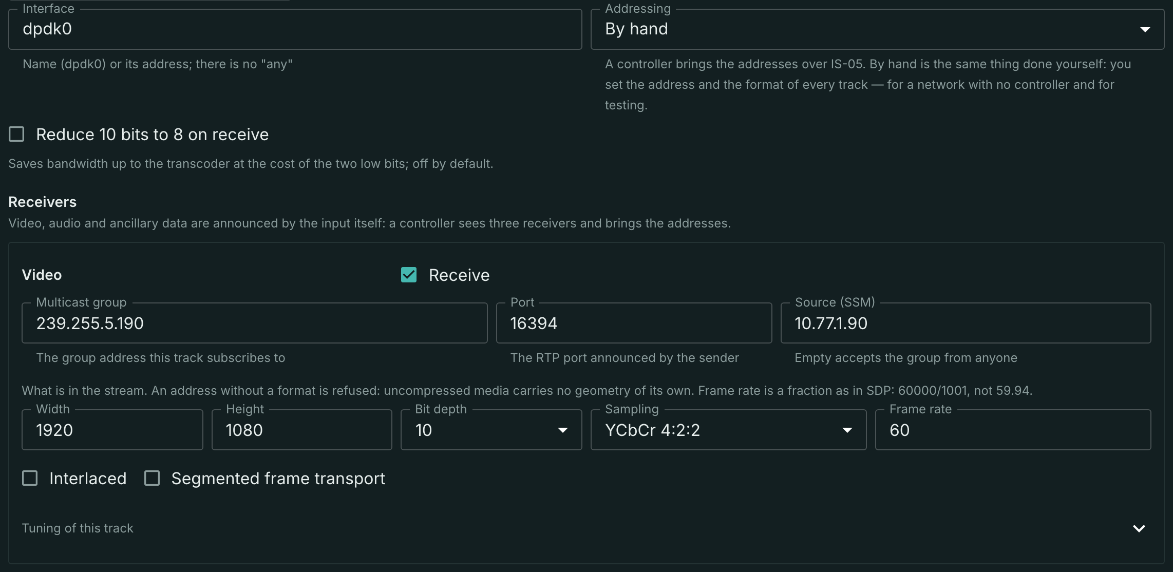 Manual addressing: group, port and format