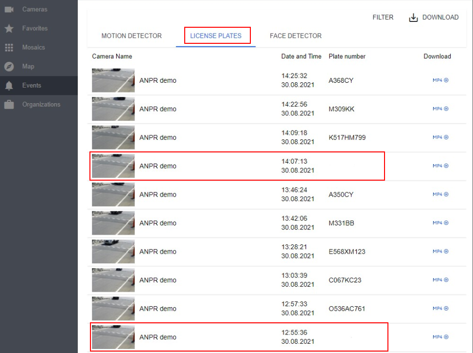 Vehicle without LP in the list