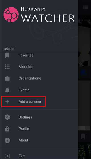 Main menu of the app