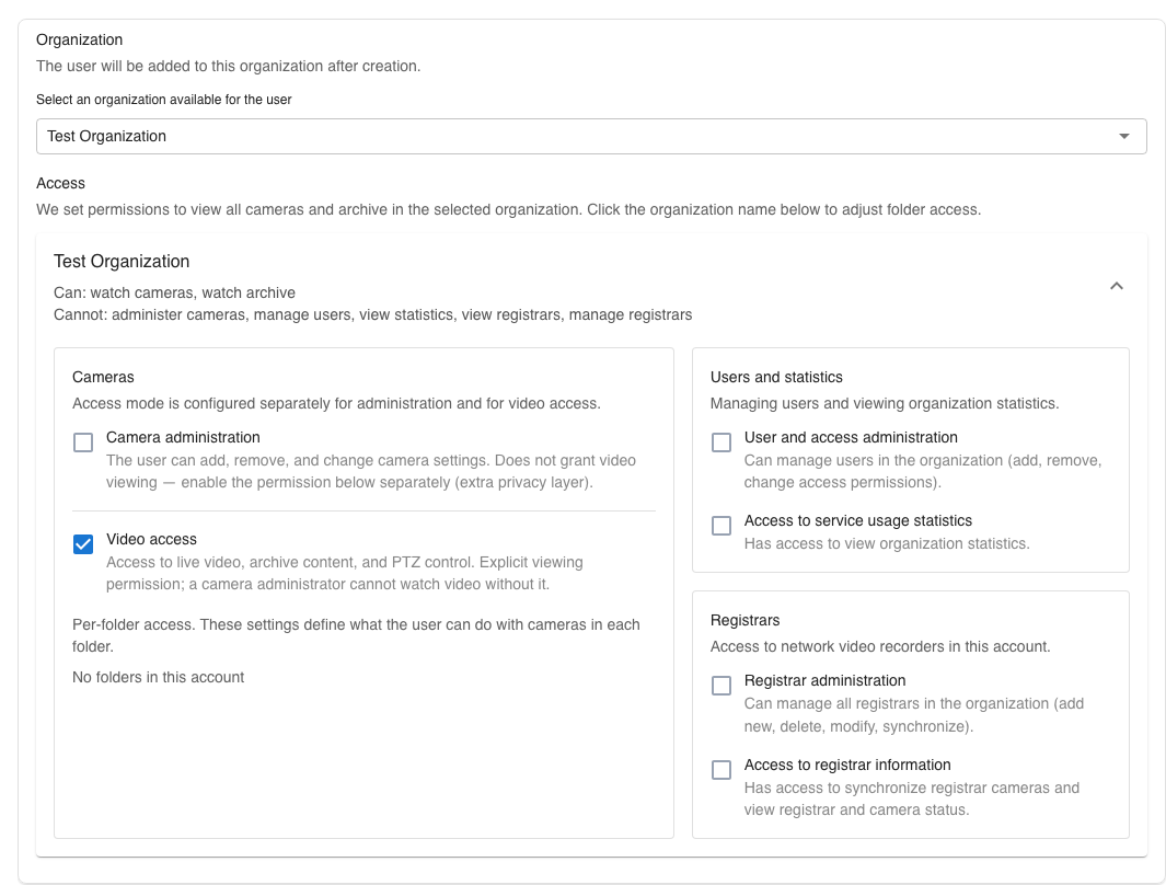 Organization access settings
