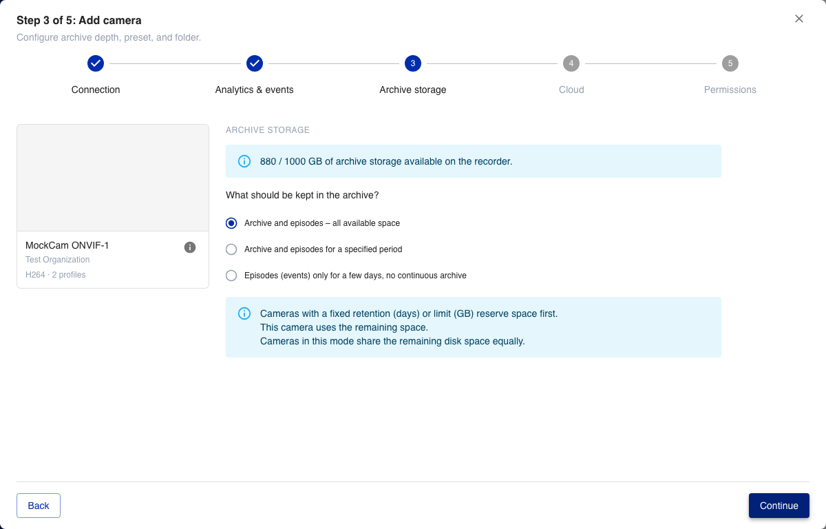 Archive storage step
