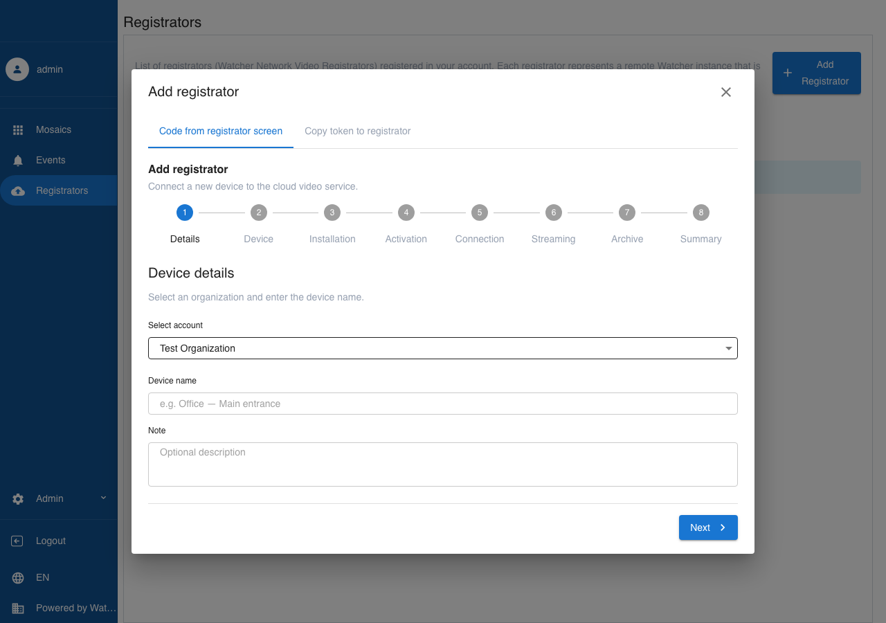 Wizard — device details