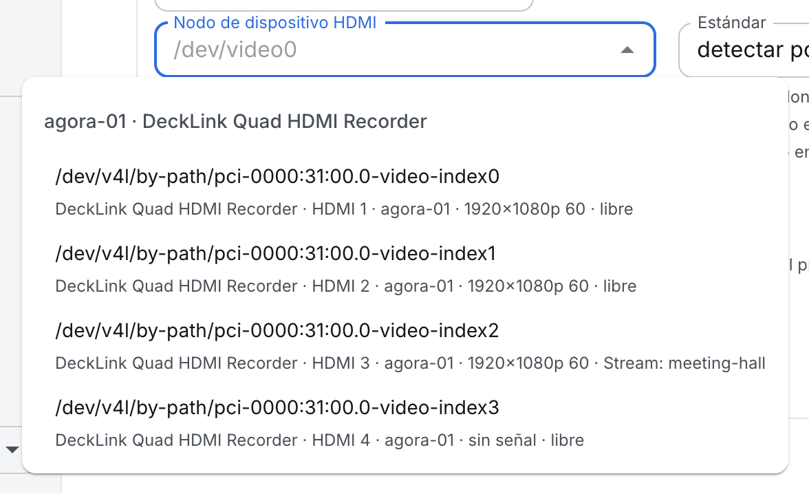 Elección de un nodo HDMI