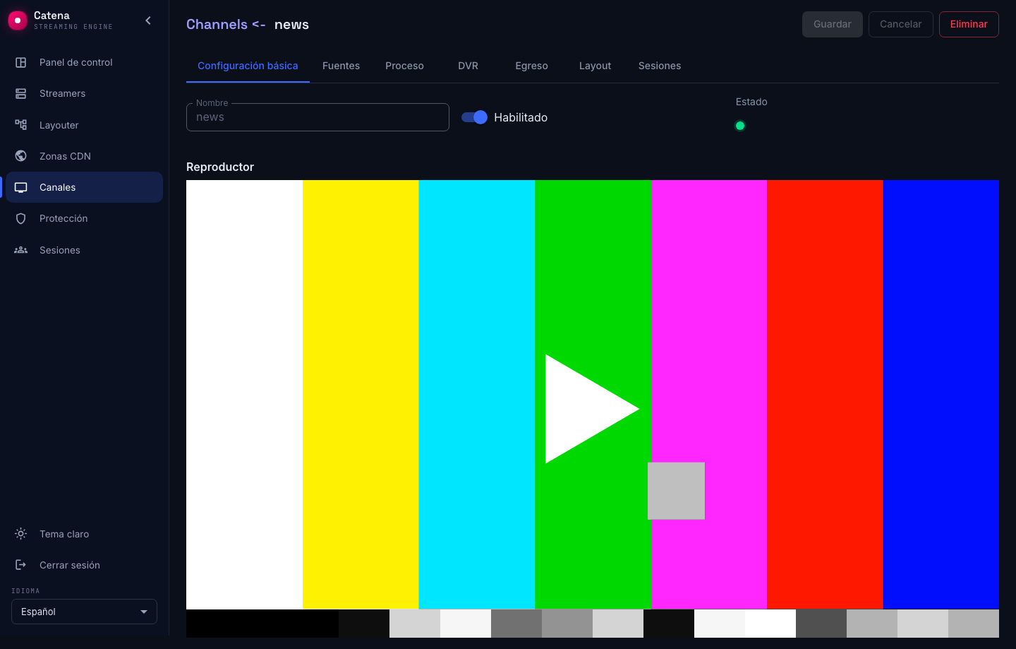 La página del canal, configuración básica