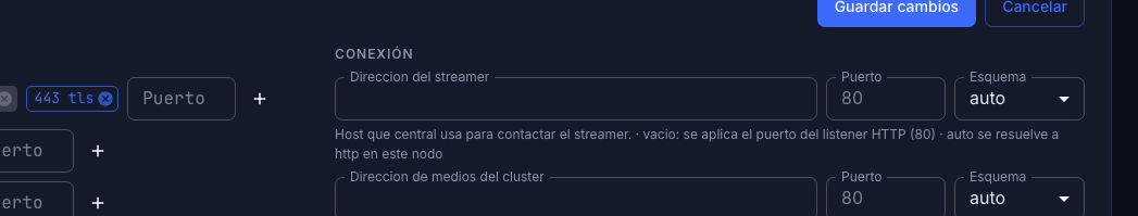 La fila de listeners con el puerto TLS