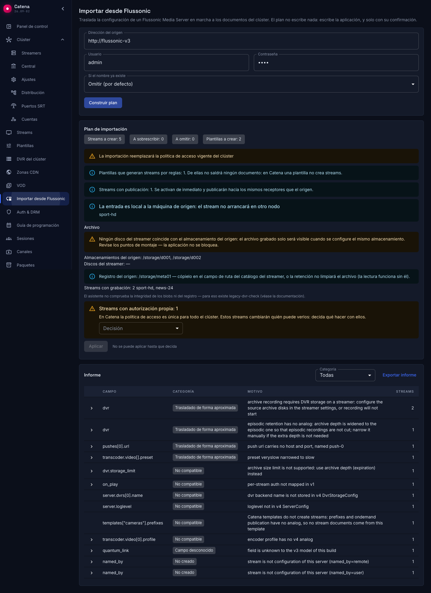 La decisión sobre los streams con acceso propio