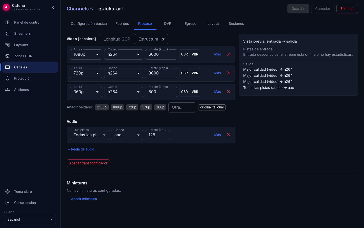 Transcodificador configurado