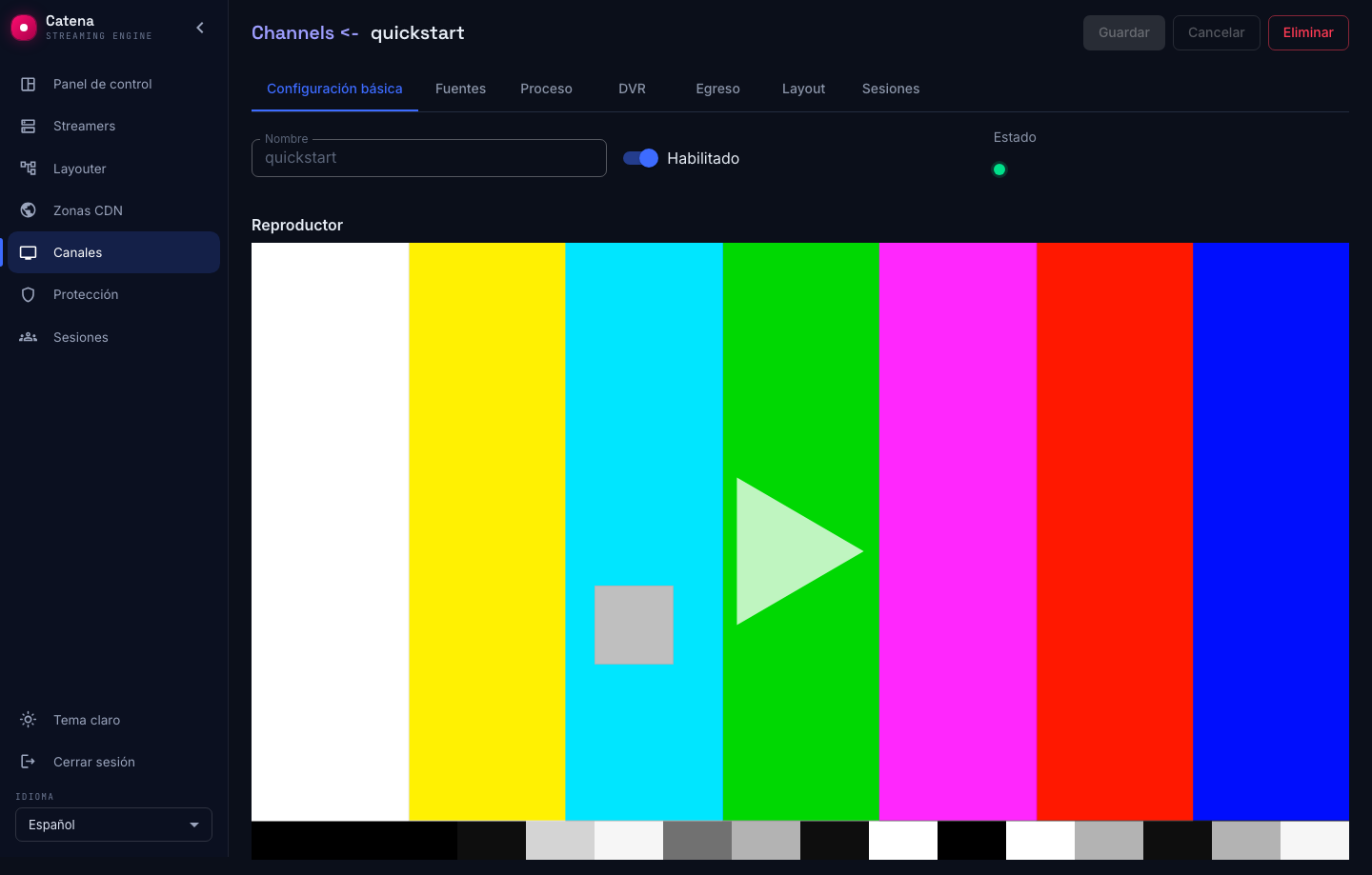 Canal reproduciéndose