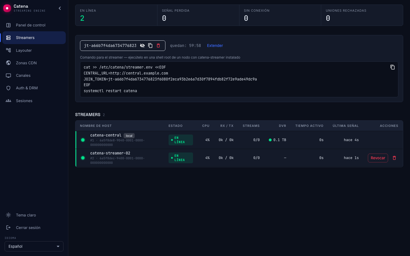 El registro de streamers con una segunda máquina unida