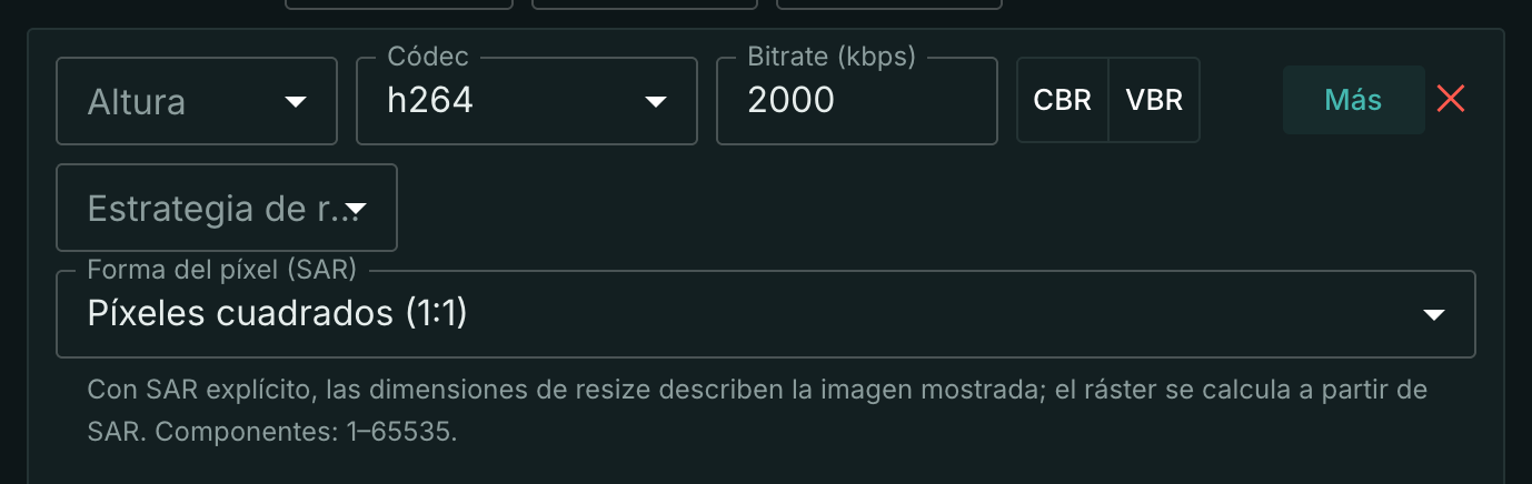 SAR explícito 1:1 en una calidad