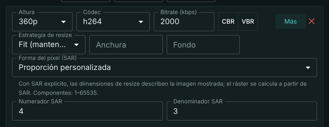 Fit, altura 360; SAR 4:3