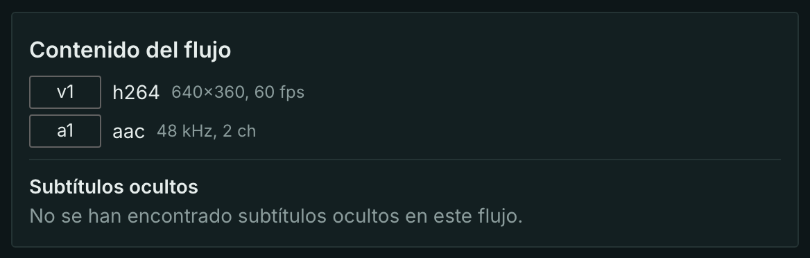 Pistas de un stream sin comprimir