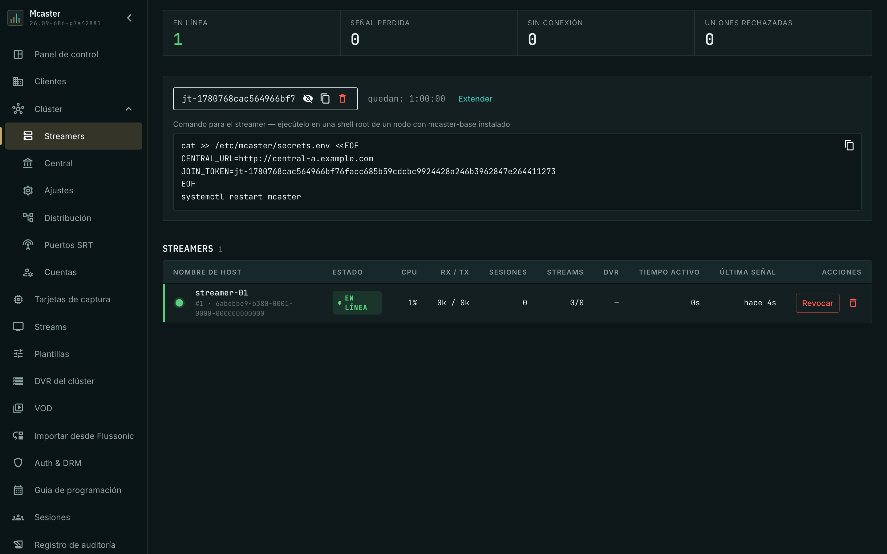 El registro de streamers con una segunda máquina unida