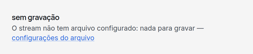 A aba Gravações de uma transmissão sem arquivo