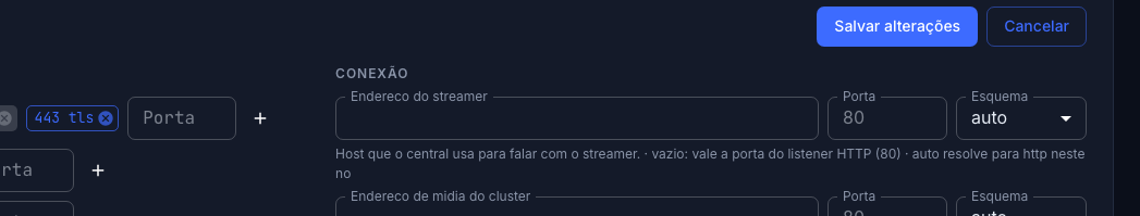 A fila de listeners com a porta TLS