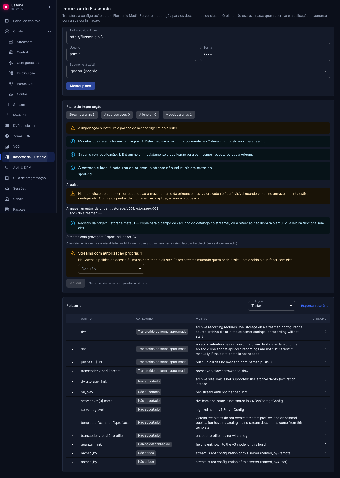 A decisão sobre os streams com acesso próprio