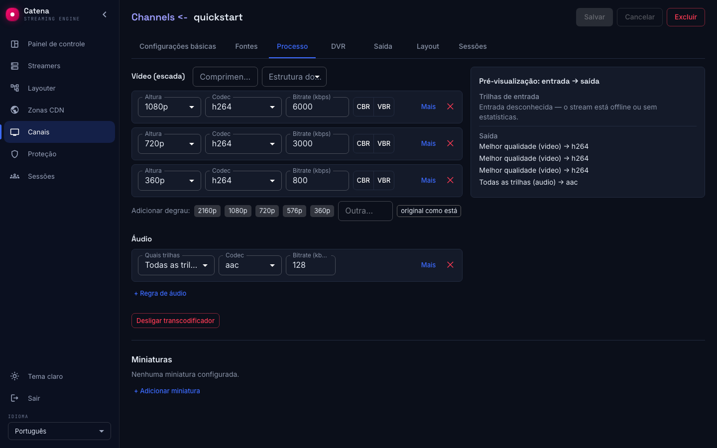 Transcodificador configurado