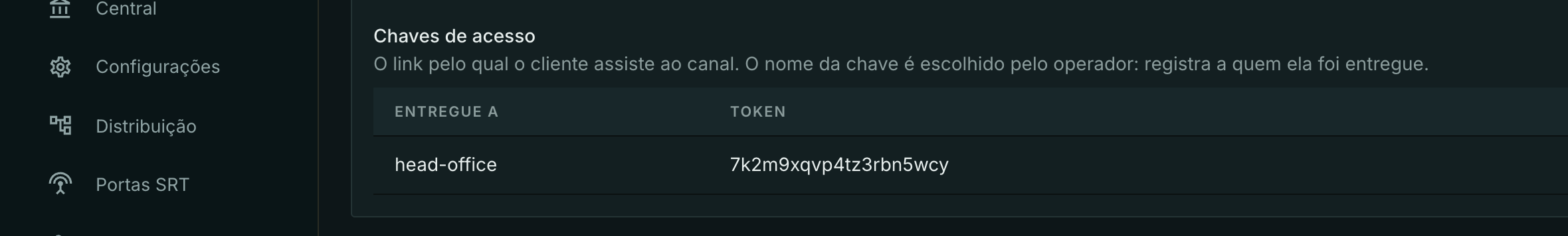 As chaves de acesso na ficha do cliente