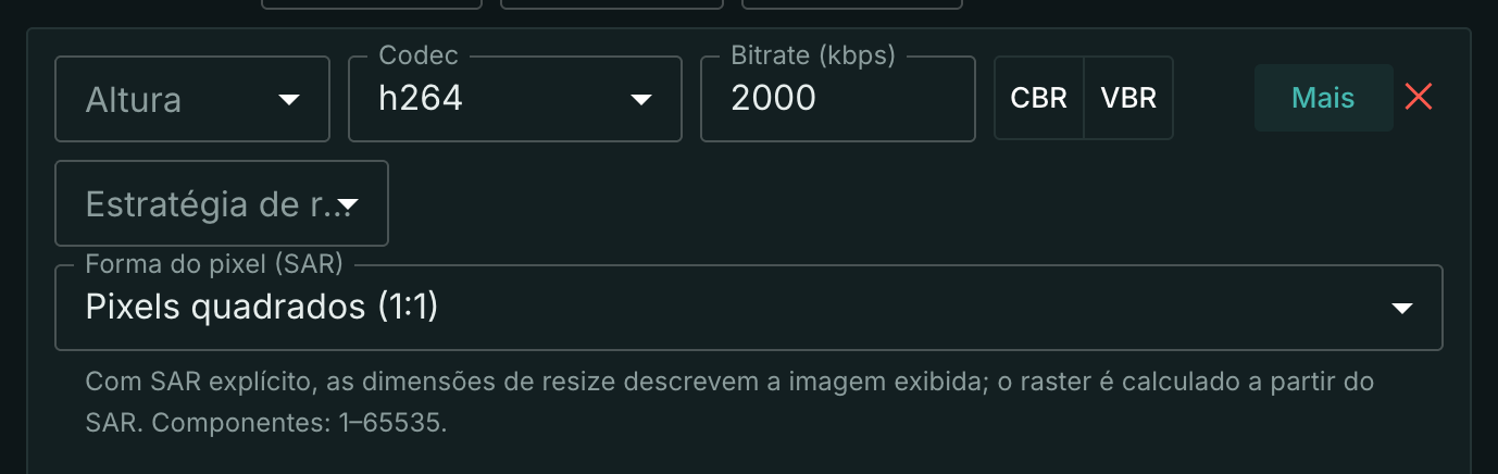 SAR explícito 1:1 em uma qualidade
