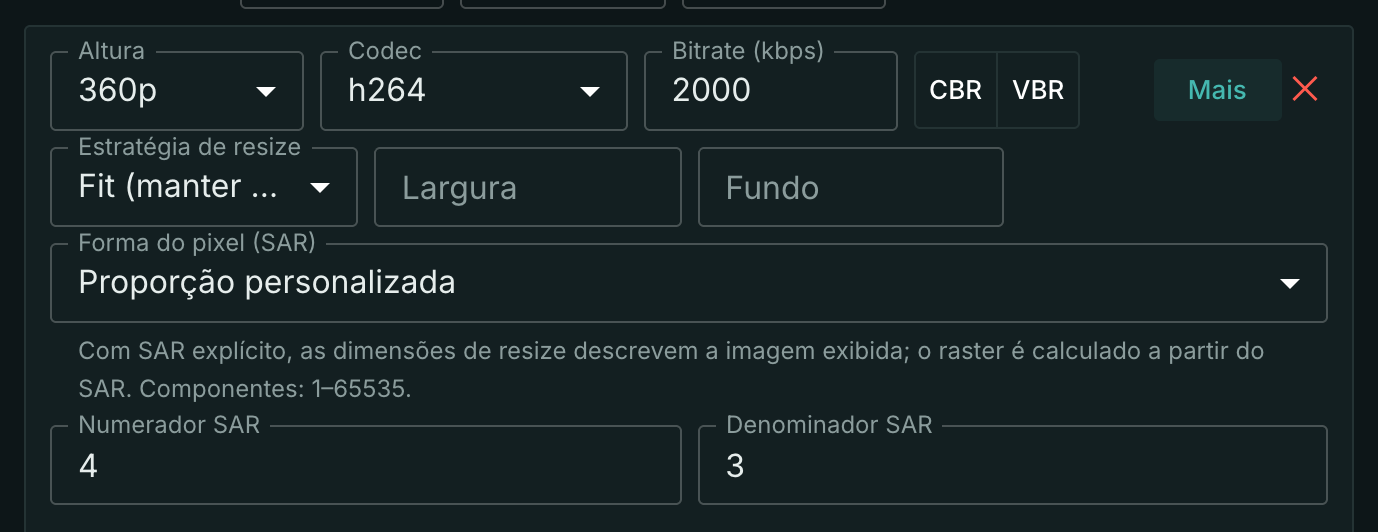 Fit, altura 360; SAR 4:3