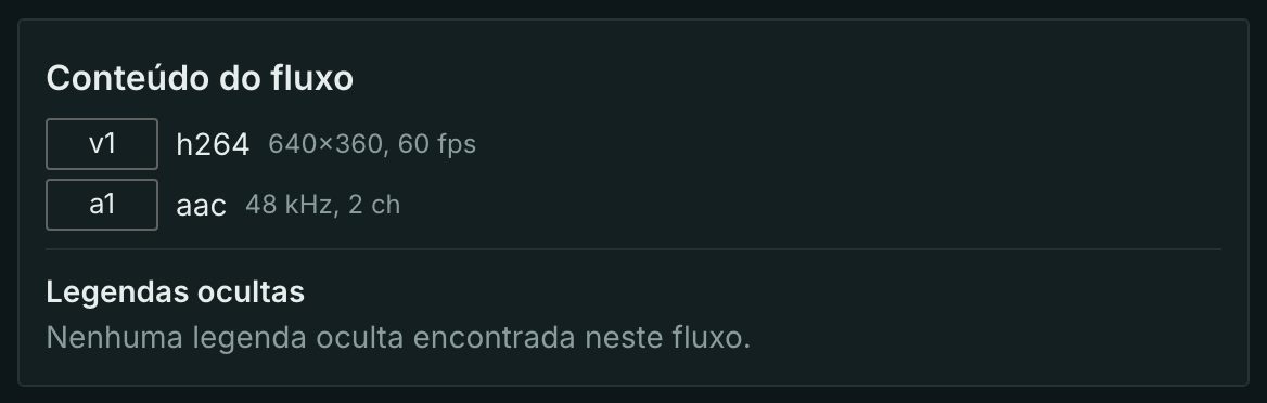 Trilhas de um stream não comprimido
